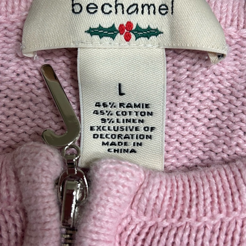 Bechamel Pink VTG Holiday Winter Jacket‎ with Festive Embroidery Christmas Large - Picture 3 of 8